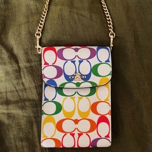 Coach Signature Phone Crossbody Bag Rainbow